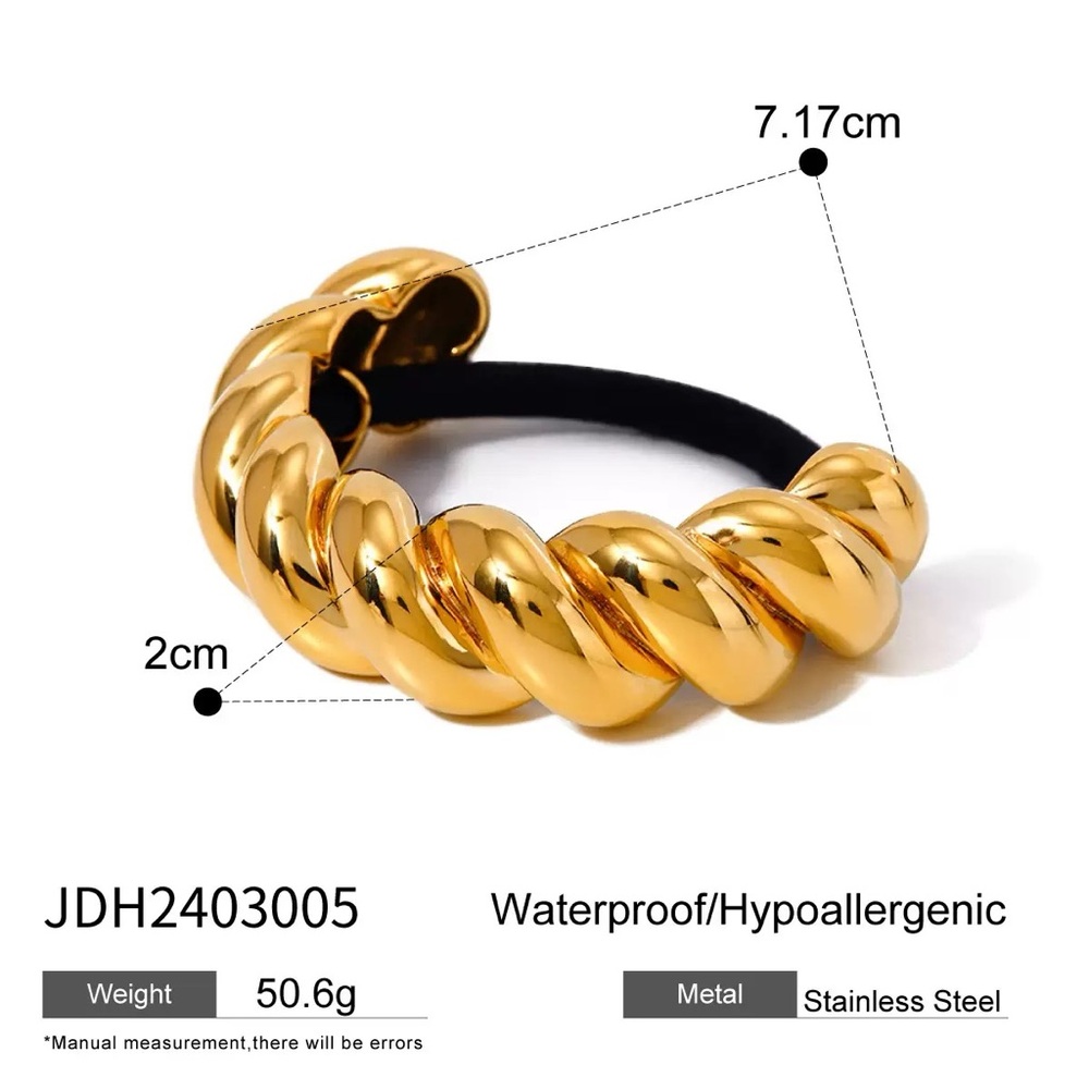 18K Gold Plated Twisted Chunky Sculptural Ponytail Cuff - Picture 4 of 4